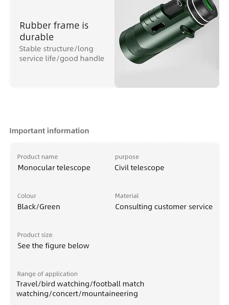 High Quality Portable Zoom HD Telescope – Foldable 5000M Long-Range Mini Monocular for Hunting, Sports, Camping