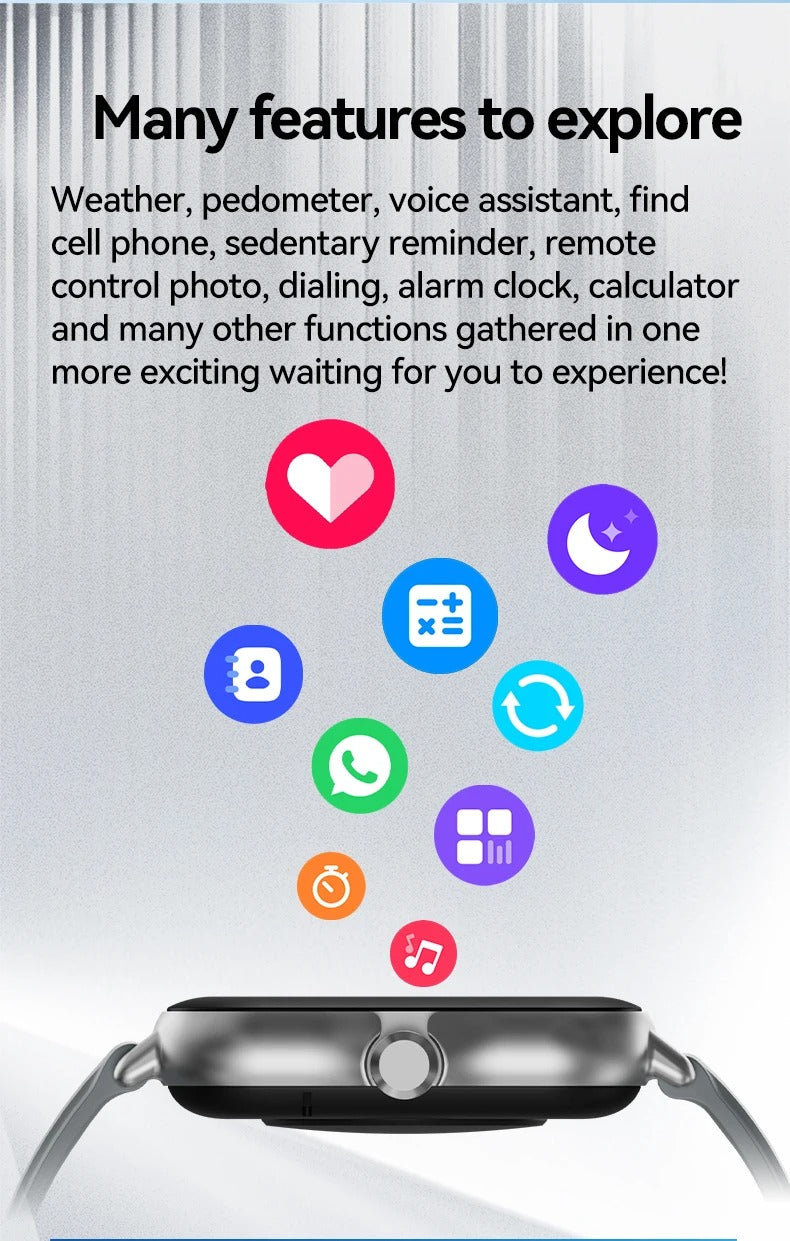 Luxury Bluetooth Smart Watch for Android iOS – 1.83" Touchscreen, Call & Message Alerts, Heart Rate & Sleep Monitor, Fitness Tracker, Stylish Gift for Men & Women