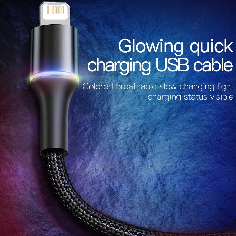 Premium, LED USB Cable for iPhone – Fast Charging Lightning Cord for iPad, iPhone Devices, Data Transfer Wire, Durable Phone 