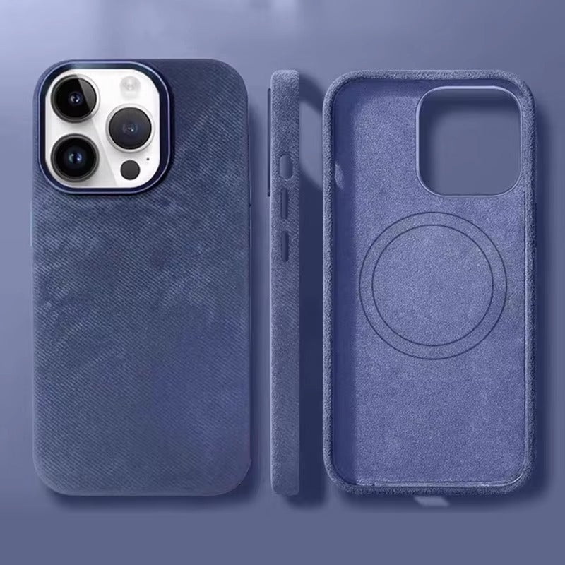 Premium Apple iPhone Case MagSafe Compatible, Camera Lens & Screen Protection, Ultra Thin Shockproof Magnetic Full All Around Protection Cover with Fiber Leather Back