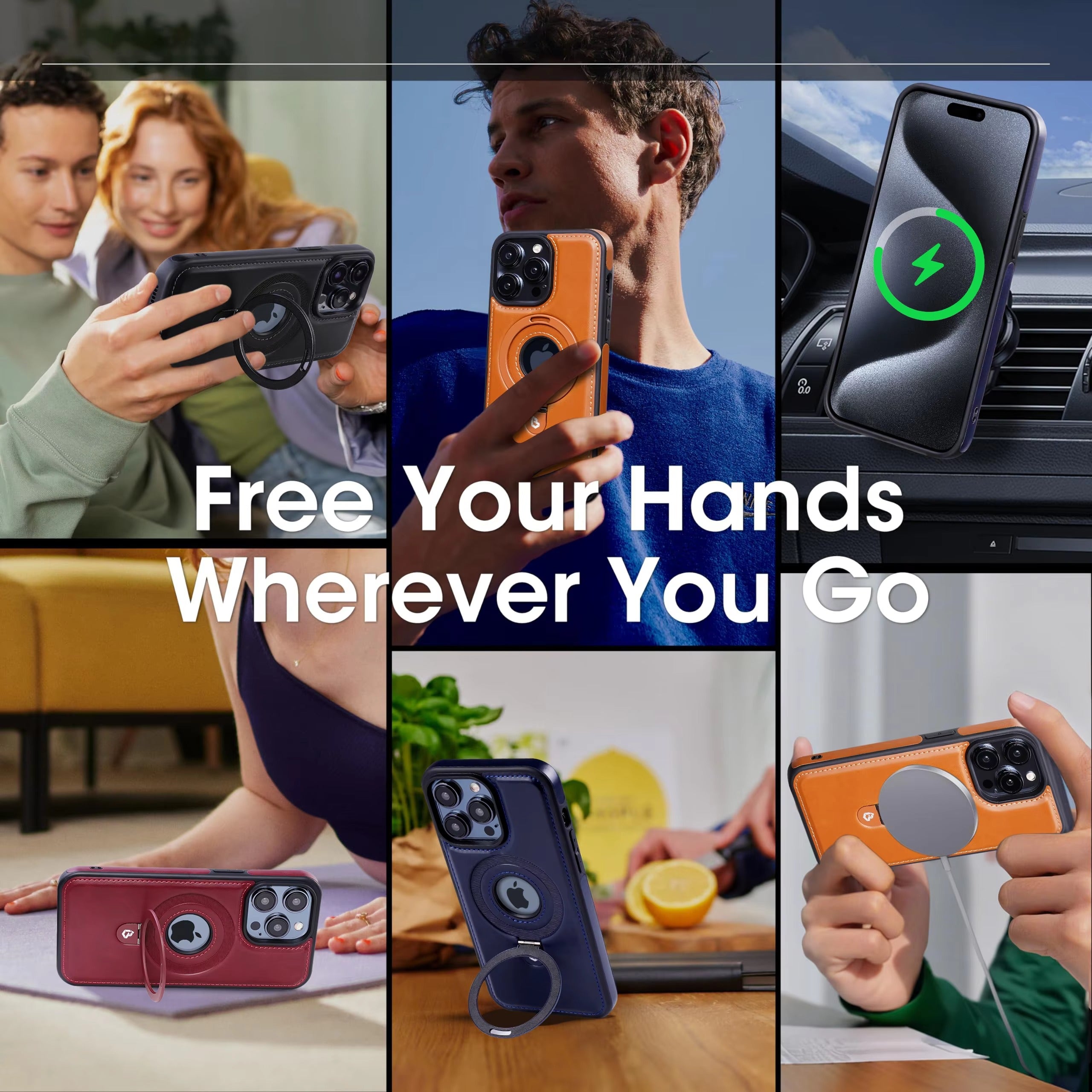 Luxury Leather Apple iPhone Case, MagSafe Compatible, Ultra Thin Magnetic Shockproof Full Protection 