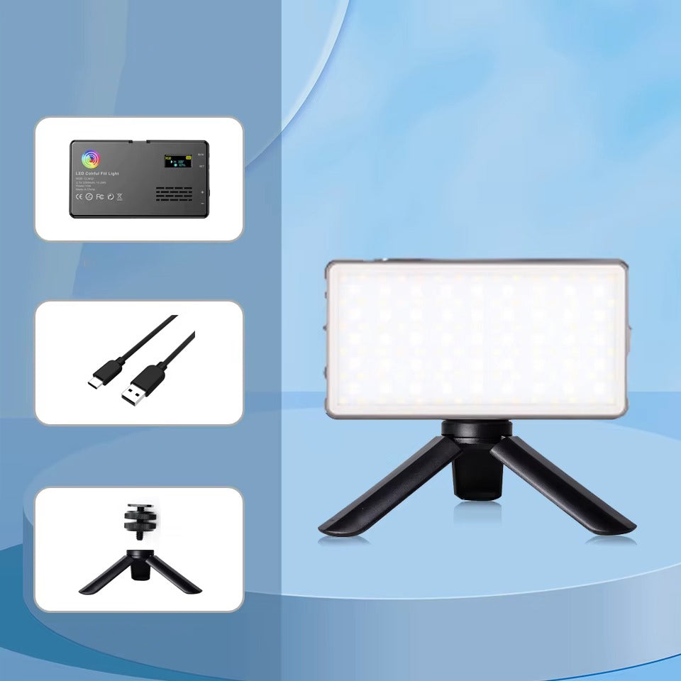 High Quality, RGB LED Video Light Panel – Adjustable 2500–9000K Fill Light with LCD Display, Vlogging, and Apple Devices
