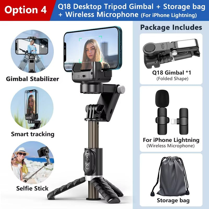 Premium, 360° Rotation, Gimbal Stabilizer, Selfie Stick – Tripod, Auto-Tracking, with Apple iPhone, and Smartphones