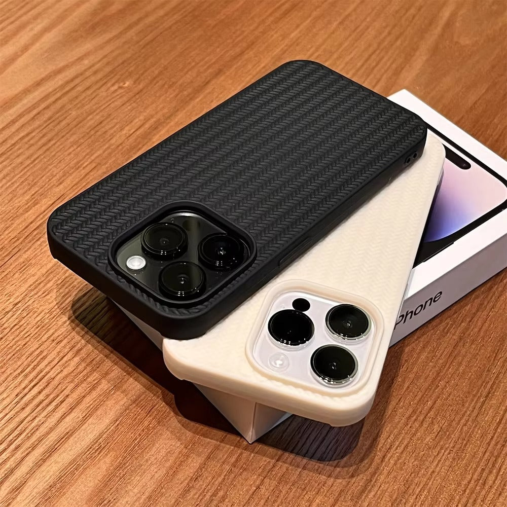 Luxury Apple iPhone Case, MagSafe Compatible, Camera Lens & Screen Protection, Ultra Thin, Shockproof, Magnetic Full All Around Cover – Woven Pattern Soft Silicone Case with Solid Color Stylish Design