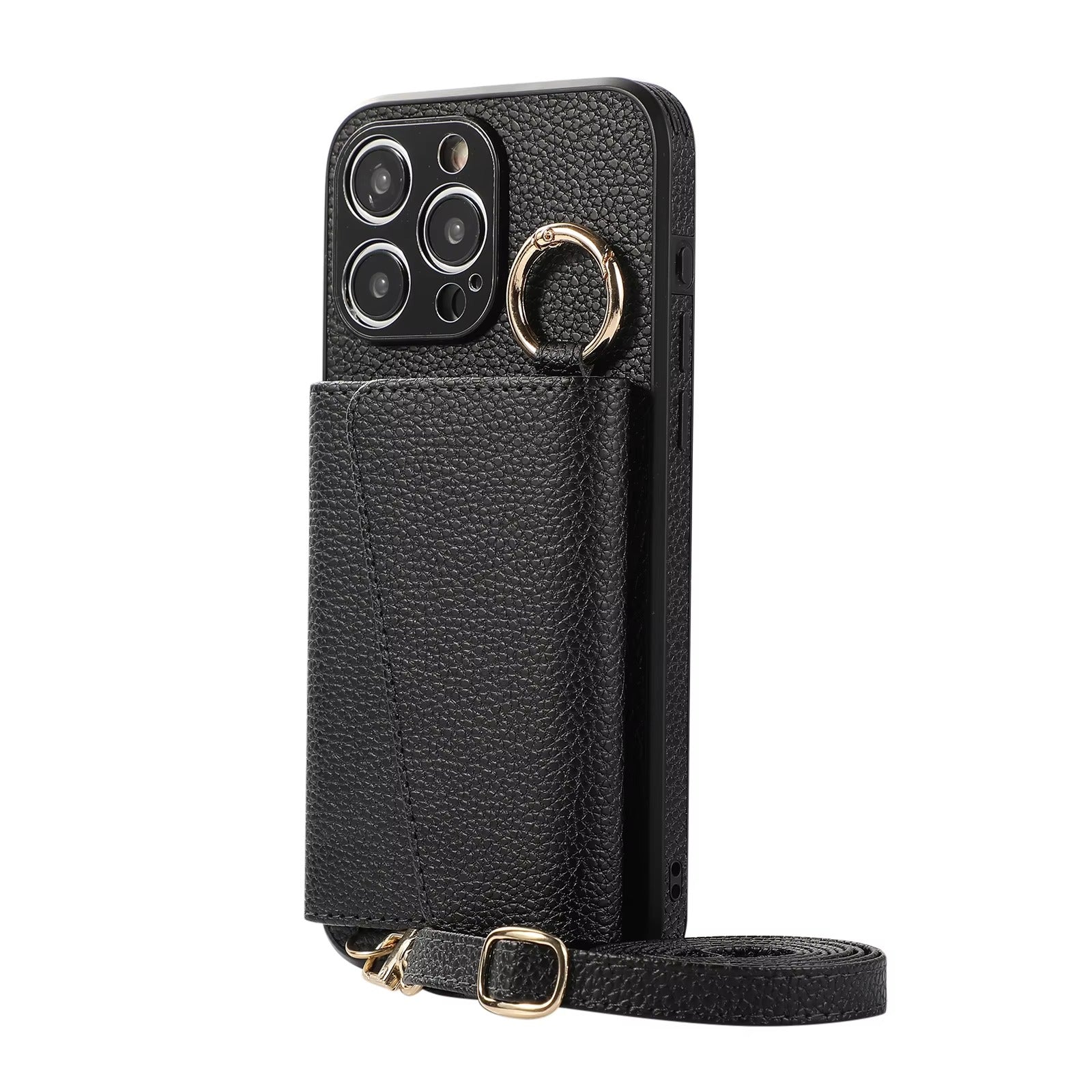 High-End Apple iPhone Case, MagSafe Compatible, Camera Lens & Screen Protection, Ultra Thin, Shockproof, Magnetic Full All Around Cover – Crossbody Leather Wallet Case with Finger Ring Buckle & Card Slots