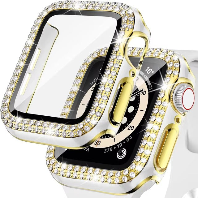 Luxury, Bling Diamond Case with Glass Screen Protector for Apple Watch –   for 38mm, 40mm, 41mm, 42mm, 44mm, 45mm