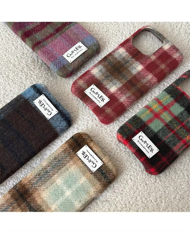Luxury Apple iPhone Case, MagSafe Compatible, Camera Lens and Screen Protection, Ultra Thin, Shockproof, Magnetic, Full All Around Protection, Fuzzy Plaid Fabric Cover