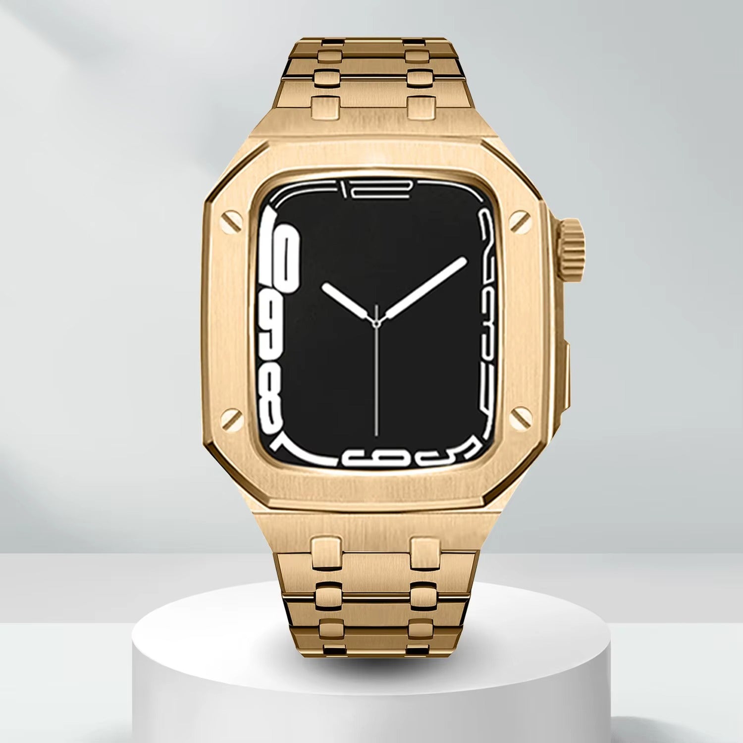 Luxury Metal Mod Kit for Smartwatch – Bezel Frame, Strap, and Case Set for 44mm to 45mm Watches, Premium Custom Accessories 