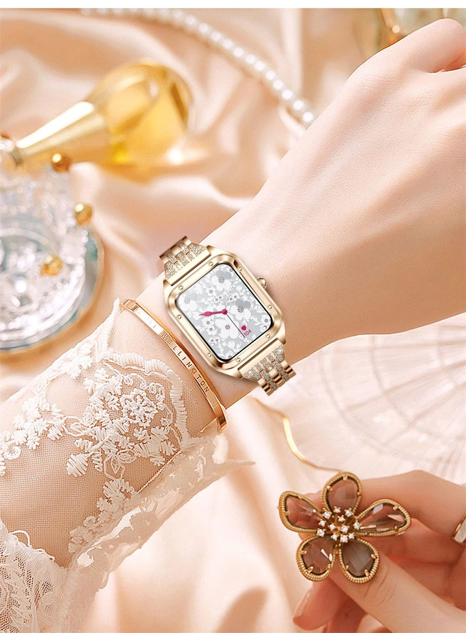 Luxury Women’s Smartwatch for iPhone – Bluetooth Call Fitness Tracker with Blood Pressure Monitor, Waterproof Sport Mode