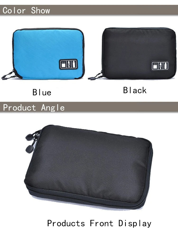 Premium Waterproof Travel Organizer Bag for Laptop Accessories – Compact Storage Case for External Hard Drive, Chargers, Cables, Headphones, SD Cards, U-Disk, Power Bank