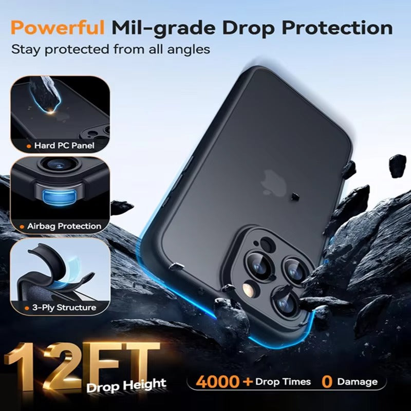 Robust Apple iPhone Case, MagSafe Compatible, Camera Lens & Screen Protection, Ultra Thin, Shockproof, Magnetic Full All Around Cover – Matte Armor Case with Clear Silicone Edges & Hard PC Back for Durable Protection