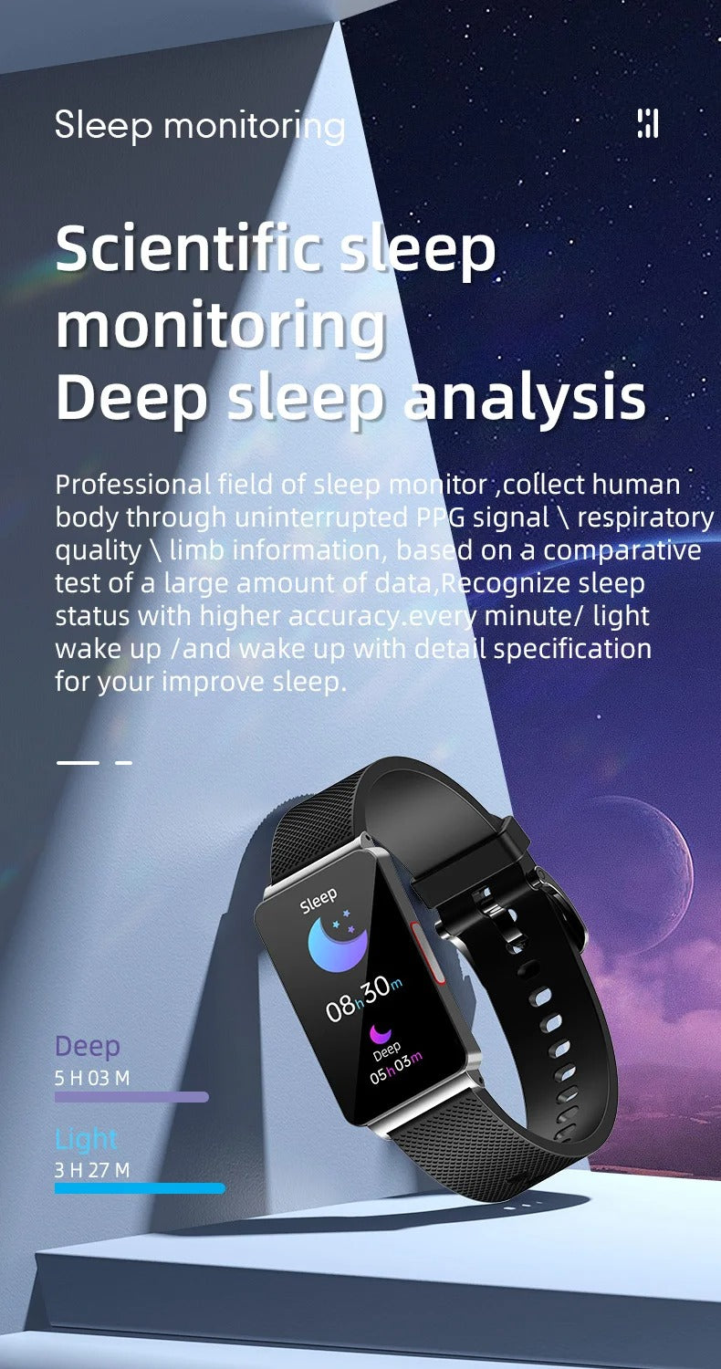 Premium Non-Invasive Blood Glucose Smartwatch – ECG, Heart Rate, Blood Pressure, Oxygen & Temperature Monitor, Waterproof Fitness Tracker with Touchscreen