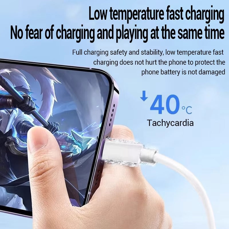 High-Speed PD 20W Fast Charging Cable for iPhone – USB-C to Lightning, 2.4A, Low-Temp Quick Charge, Durable Nylon Wire, 1M/2M, Data Sync Cord