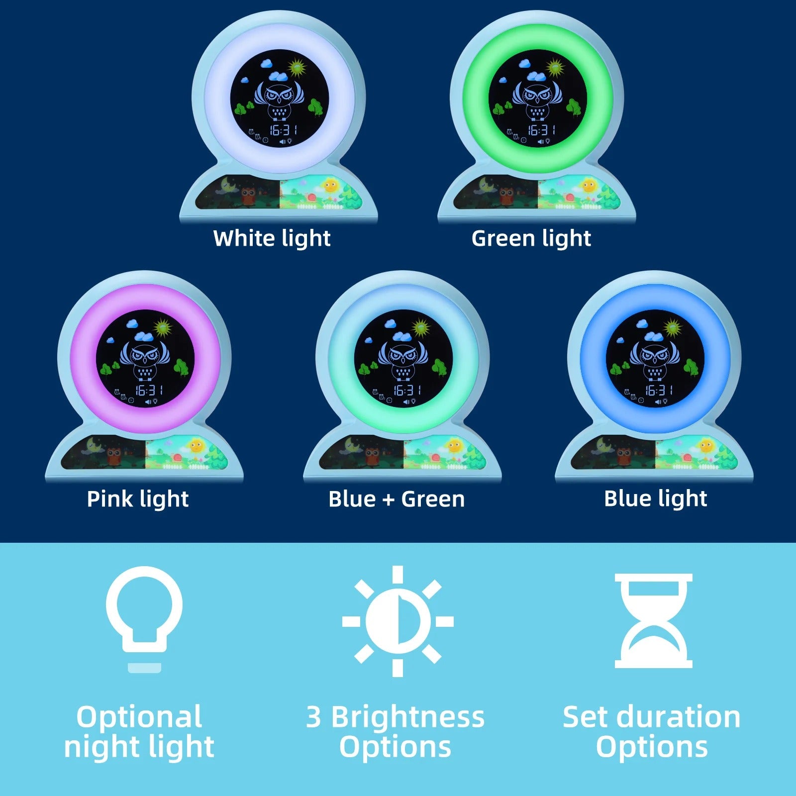 Premium Kids Sleep Training Alarm Clock – Cute Animal Digital Wake Up Night Light with Snooze, Color Changing, Music, Temperature Display