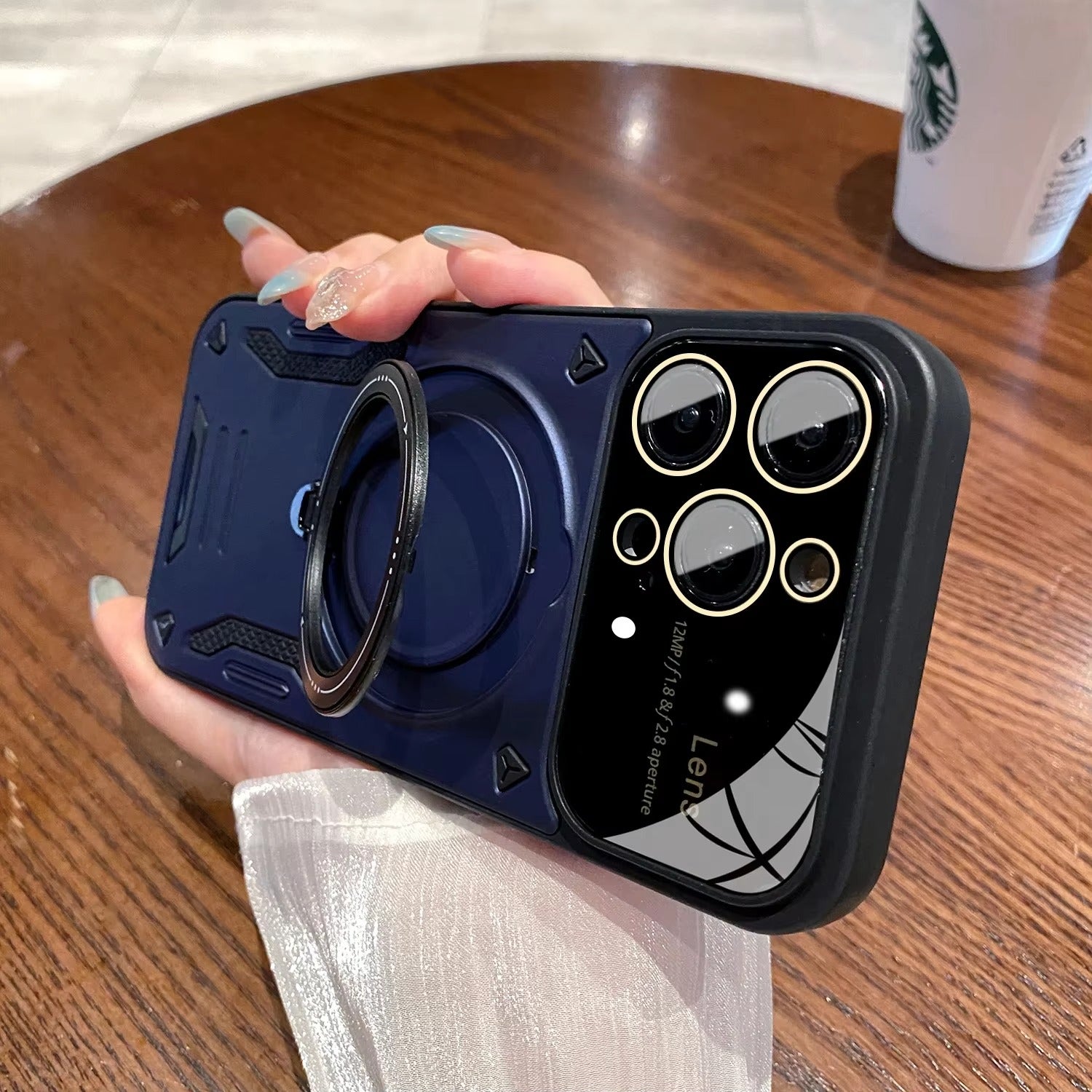 Luxury Apple iPhone Case, MagSafe Compatible, Camera Lens & Screen Protection, Ultra Thin, Shockproof, Magnetic Full All Around Cover – Stand Holder Case with Lens Guard, Wristband & Lanyard Strap