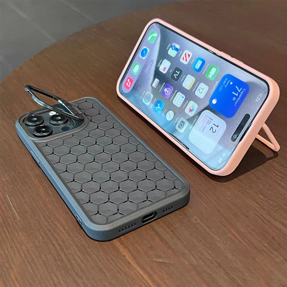 Luxury Apple iPhone Case Ultra Thin Shockproof Magnetic Full All Around Protection Cover with Soft Bracket Wireless Charging