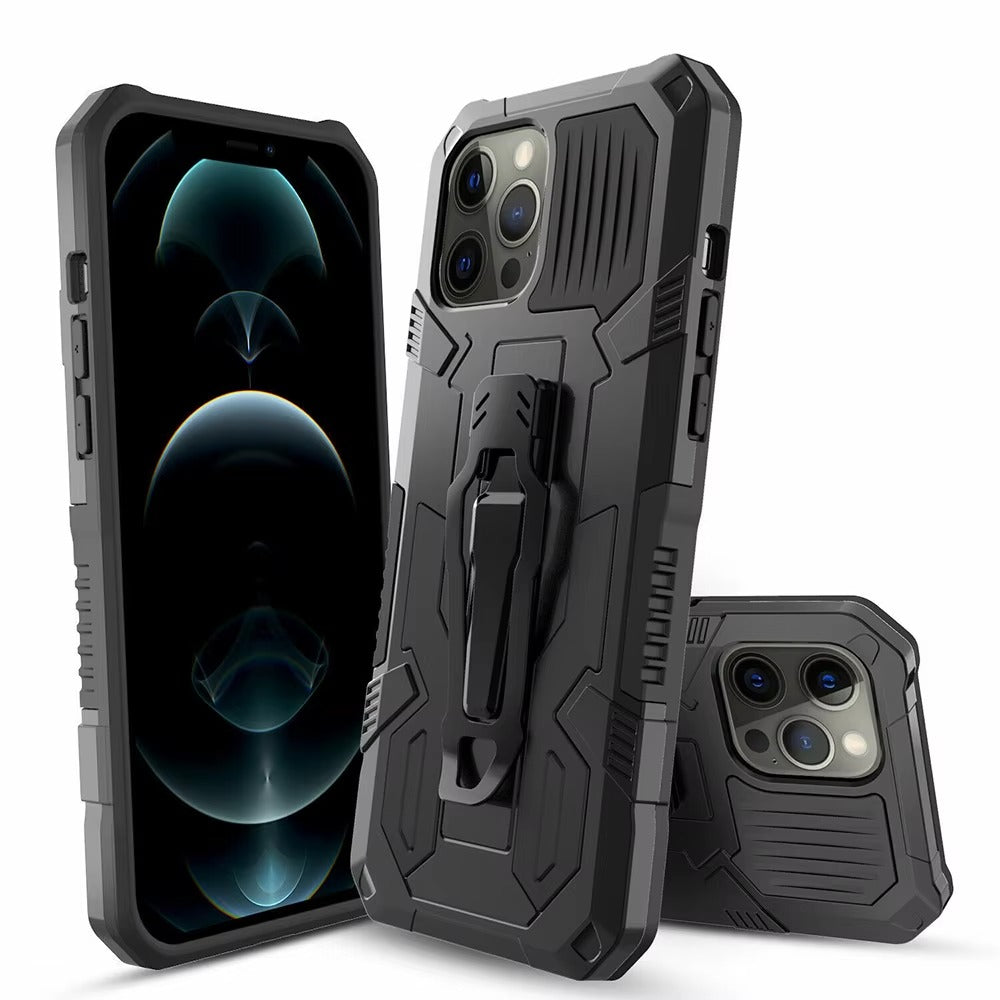 Robust Apple iPhone Case, MagSafe Compatible, Camera Lens & Screen Protection, Ultra Thin, Shockproof, Magnetic Full All Around Cover – Heavy Duty Belt Clip Case with Kickstand & Hard Rubber Back