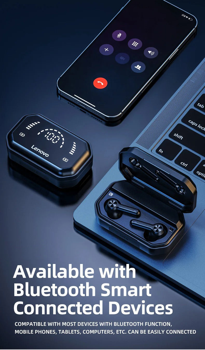 Premium TWS Bluetooth 5.0 Earbuds for iPhone Headset with LED Display, 1200mAh Charging Case Noise Reduction, and Gaming Mode