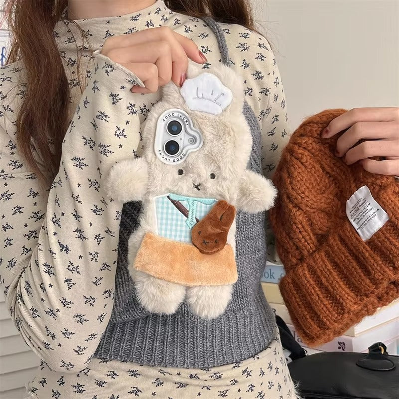 Luxury Apple iPhone Case, MagSafe Compatible, Camera Lens and Screen Protection, Ultra Thin, Shockproof, Magnetic, Full All Around Protection, Fluffy Rabbit Fur Cover