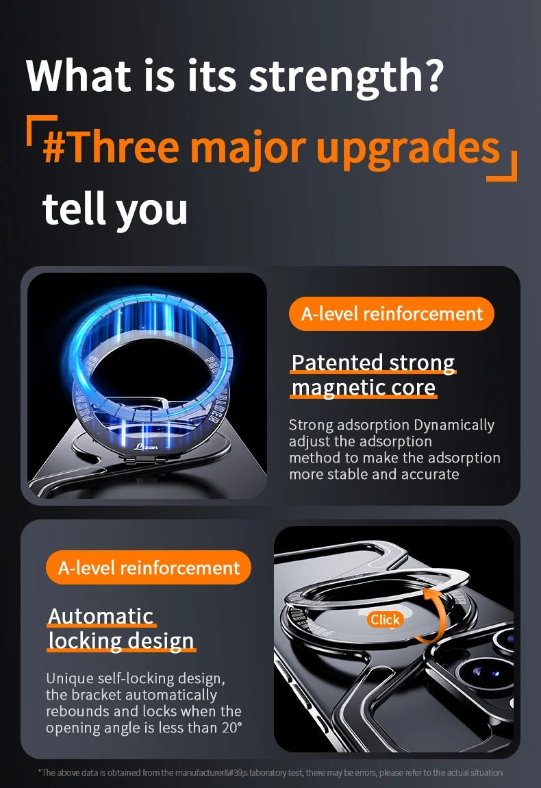 Premium Apple iPhone Case, MagSafe Compatible, Camera Lens & Screen Protection, Ultra Thin, Shockproof, Magnetic Full All Around Cover – Z-Type Aluminum Alloy Rimless Case with Snap-On Bracket & Metal Frame