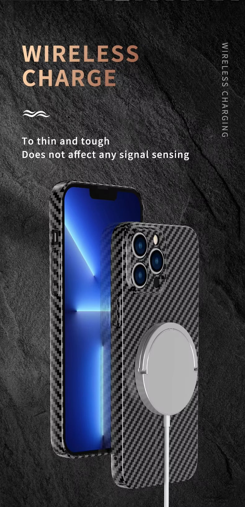 Premium Carbon Fiber Apple iPhone Case, MagSafe Compatible, Ultra Thin Magnetic Screen and Camera Guard, Sleek Matte Finish