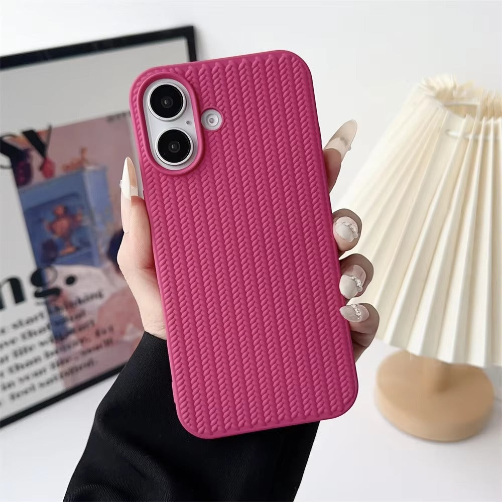 Luxury Apple iPhone Case, MagSafe Compatible, Camera Lens & Screen Protection, Ultra Thin, Shockproof, Magnetic Full All Around Cover – Woven Pattern Soft Silicone Case with Solid Color Stylish Design