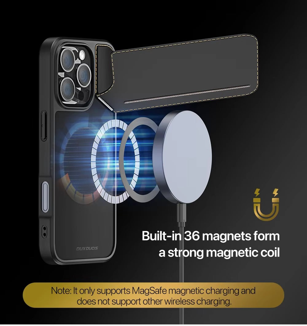 Premium Apple iPhone Case, MagSafe Compatible, Camera Lens and Screen Protection, Ultra Thin, Shockproof, Magnetic, Full All Around Protection, 3-in-1 Business Card Cover