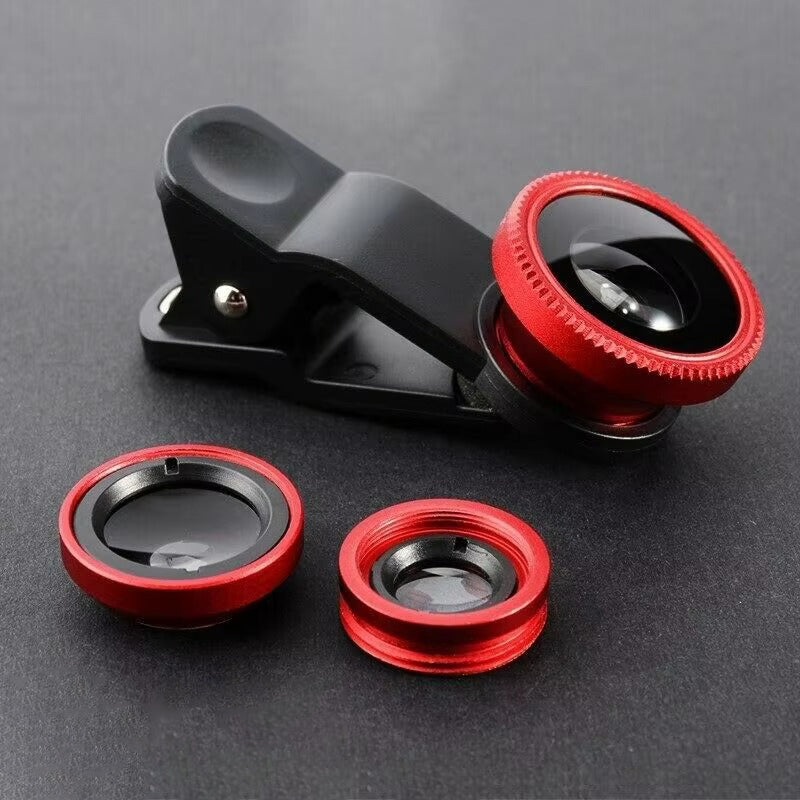 High Quality 3-in-1 Phone Camera Lens Kit – Fisheye, 0.67X Wide Angle Photography on Apple iPhone Devices
