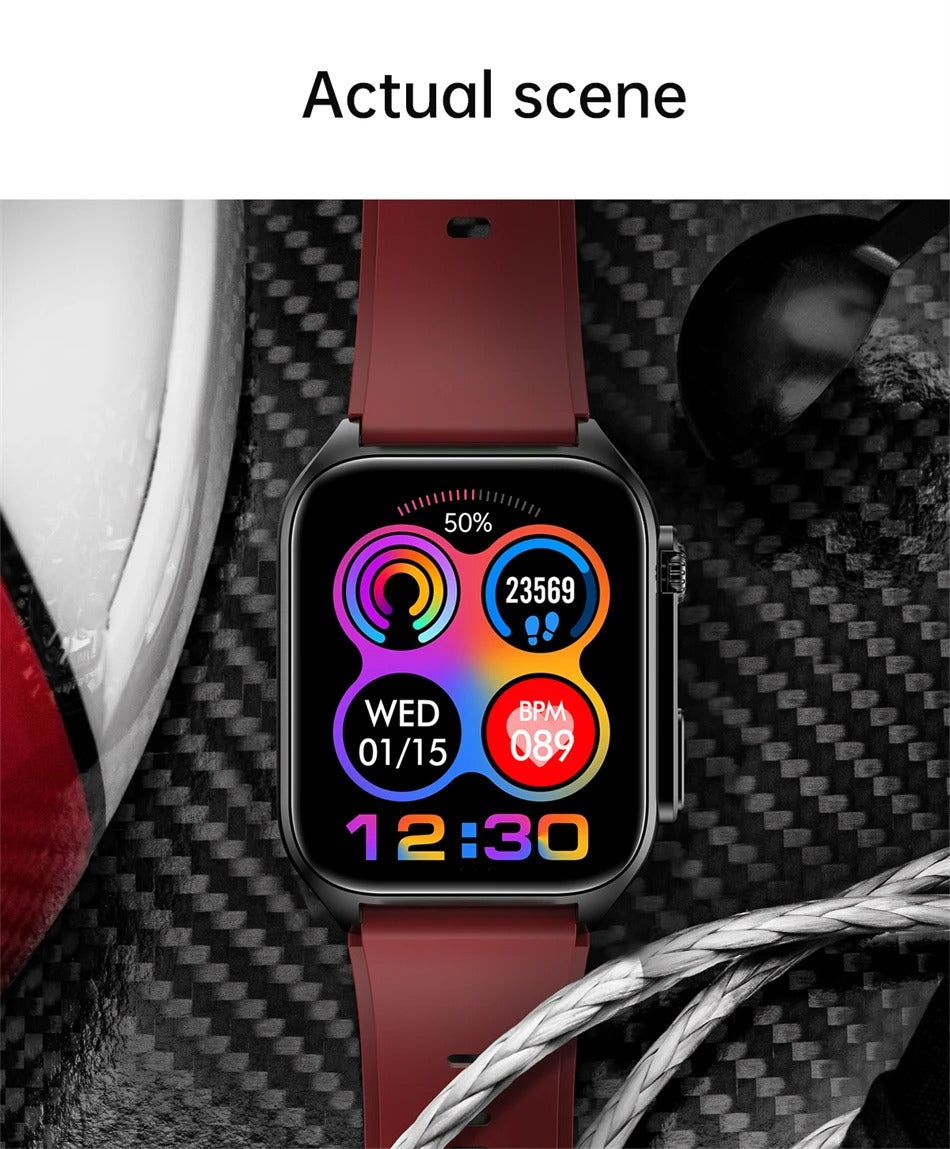 Premium Health Smartwatch for iPhone – Non-Invasive Blood Glucose Monitor with ECG+PPG, AI Voice Assistant, Bluetooth Calling