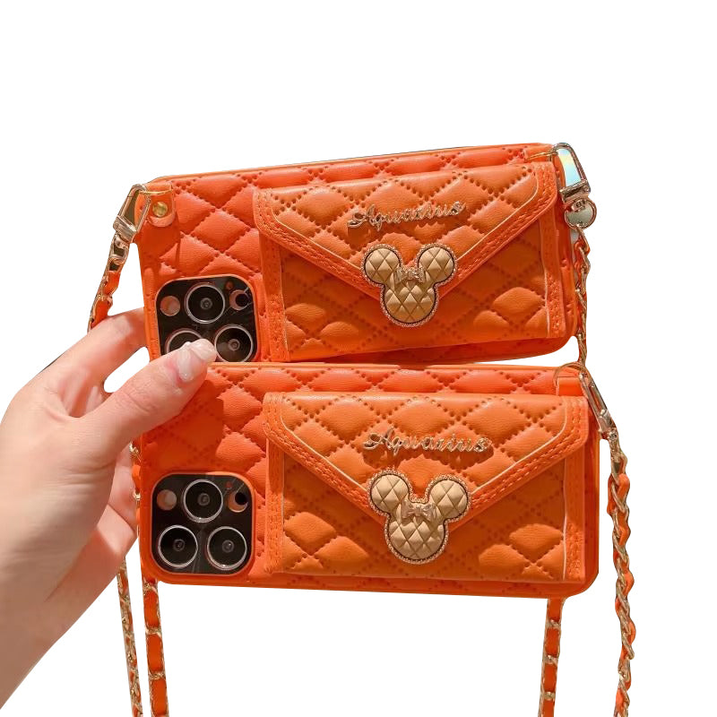 Luxury Apple iPhone Case, MagSafe Compatible, Camera Lens & Screen Protection, Ultra Thin, Shockproof, Magnetic Full All Around Cover – Rhombic Pattern PU Leather Card Holder Case with Lanyard Strap