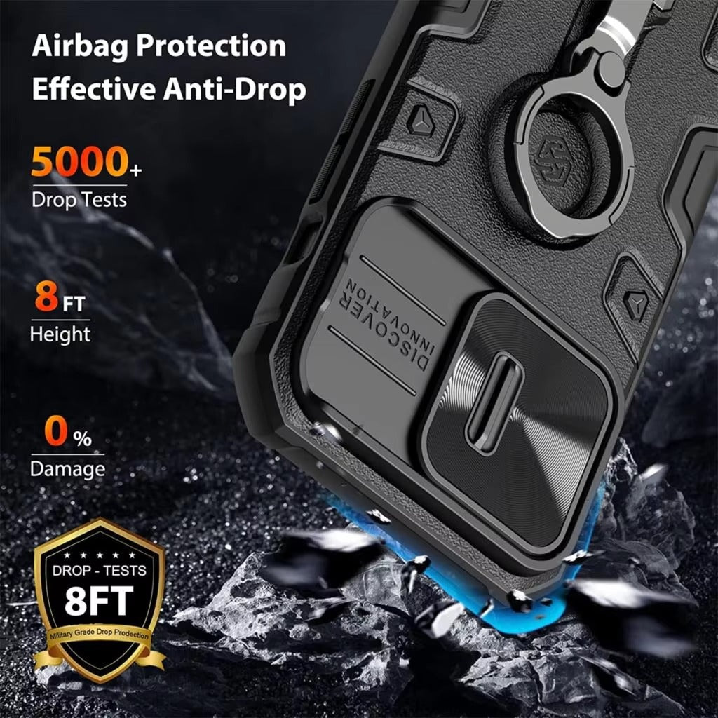 Premium Apple iPhone Case, MagSafe Compatible, Camera Lens & Screen Protection, Ultra Thin, Shockproof, Magnetic Full All Around Cover – Heavy Duty Hard PC Case with Slide Camera Cover & Built-In Kickstand