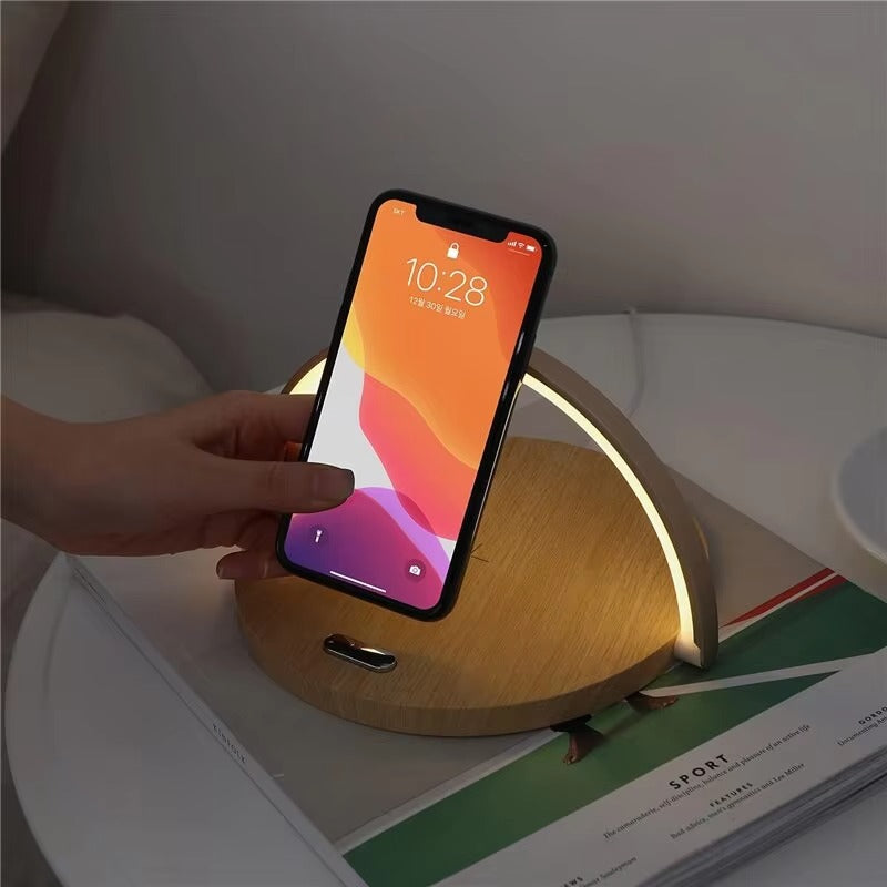Multifunction 3 in 1 Wireless Charging Station – 10W Fast Charger Pad with LED Desk Lamp, Touch Night Light and Adjustable Stand for iPhone and Samsung