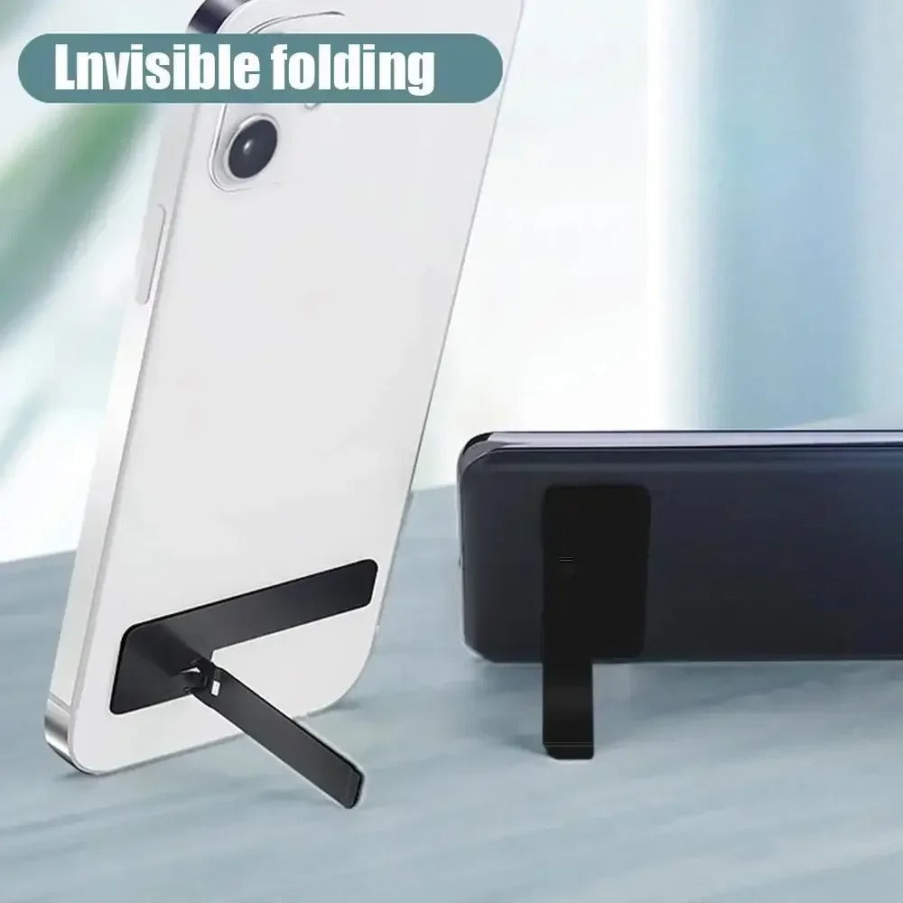 Premium Ultra-Thin Phone Holder Stand – 2PC Invisible Foldable Bracket, 0.6mm Stainless Steel Grip Mount, Dual-Angle Desktop Support for Smartphones