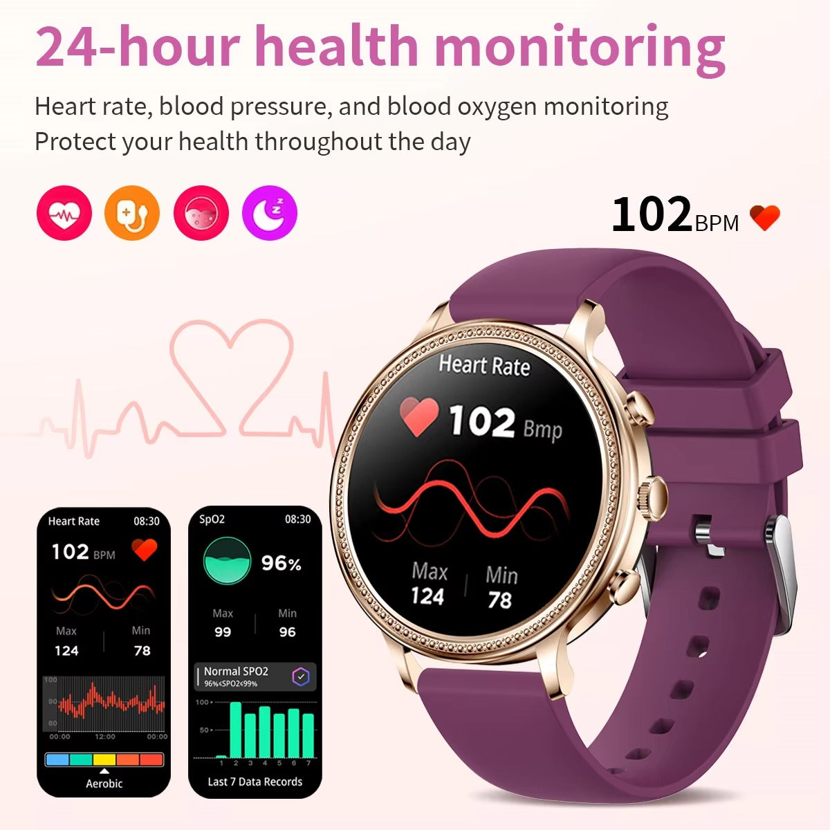 Luxury Women's Smartwatch with Bluetooth Calling – 1.39" HD Display, Heart Rate & SpO2 Monitor, Sleep Tracking, Menstrual Reminder, Fitness Watch Waterproof