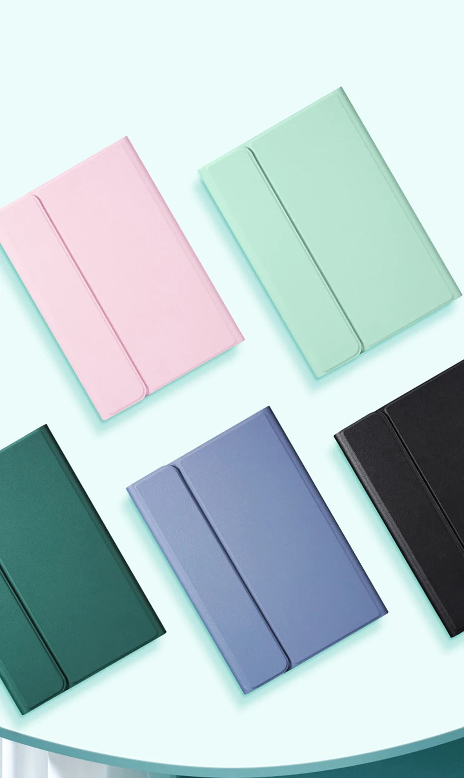 Luxury Wireless Keyboard Case with Free Mouse – Bluetooth Keyboard Cover with Touchpad, Leather Texture, Built-in Battery, for 10–11 inch Tablets, Solid Color Design