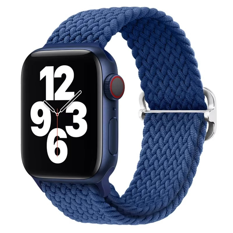 Premium Nylon Braided Solo Loop for Apple Watch – Adjustable Elastic Strap, Breathable Band for 40mm to 46mm Apple 