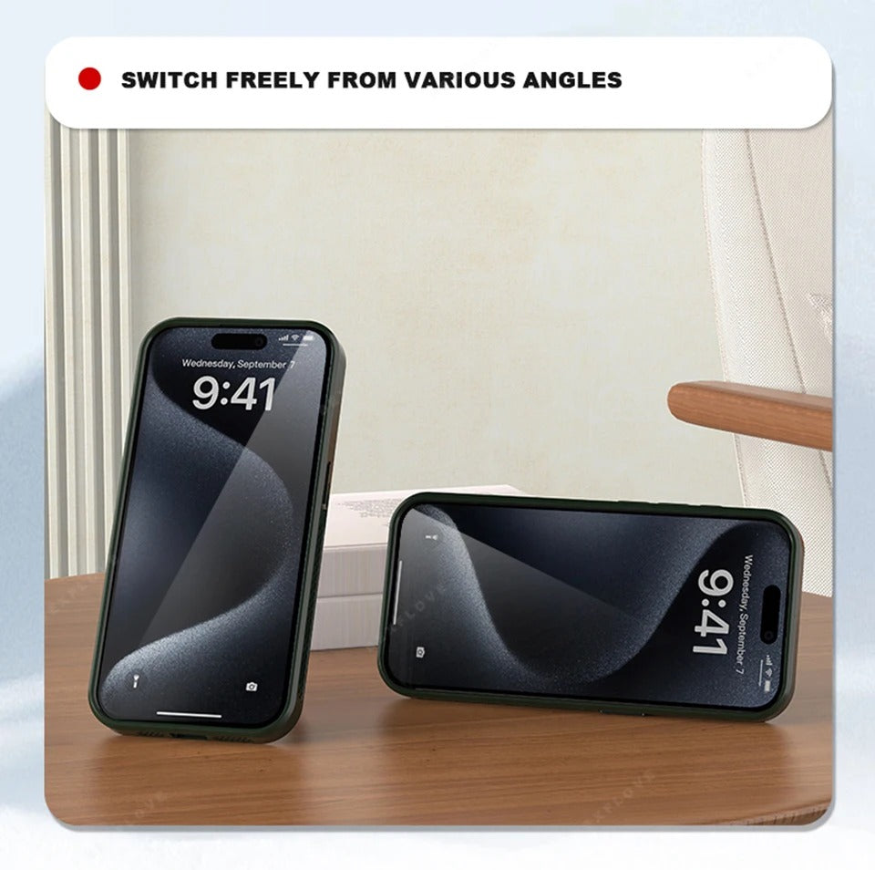 Luxury Apple iPhone Case, MagSafe Compatible, Camera Lens & Screen Protection, Ultra Thin, Shockproof, Magnetic Full All Around Cover – Matte Magnetic Case with Holder, Heat Dissipation & Wireless Charging Support