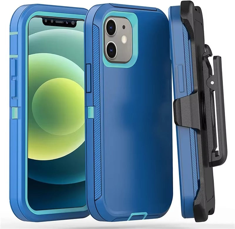 Robust Apple iPhone Case, MagSafe Compatible, Camera Lens & Screen Protection, Ultra Thin, Shockproof, Magnetic Full All Around Cover – 3-in-1 Defender Armor Rugged Case with Back Belt Clip & Full Body Protection