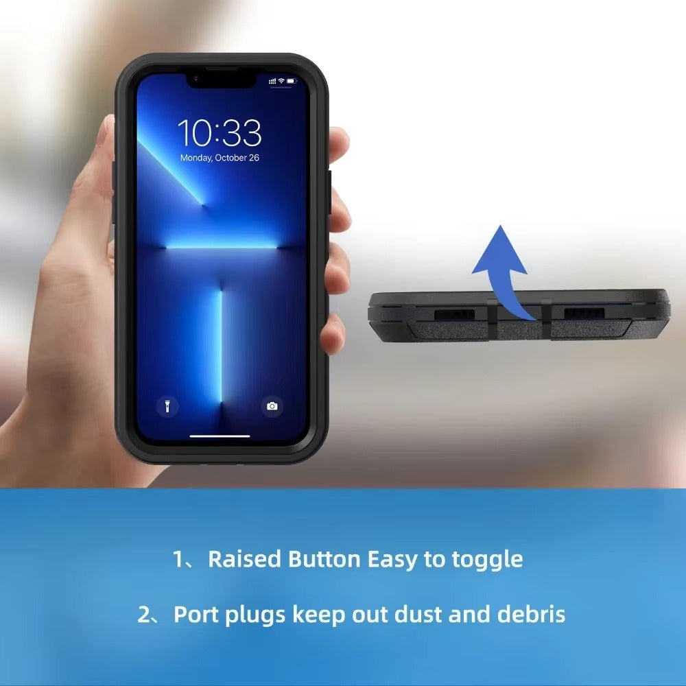 High Quality Apple iPhone Case, MagSafe Compatible, Camera Lens & Screen Protection, Ultra Thin, Shockproof, Magnetic Full All Around Cover – 3-in-1 Rugged Armor Case with Belt Clip & Dual-Layer PC+TPU Protection