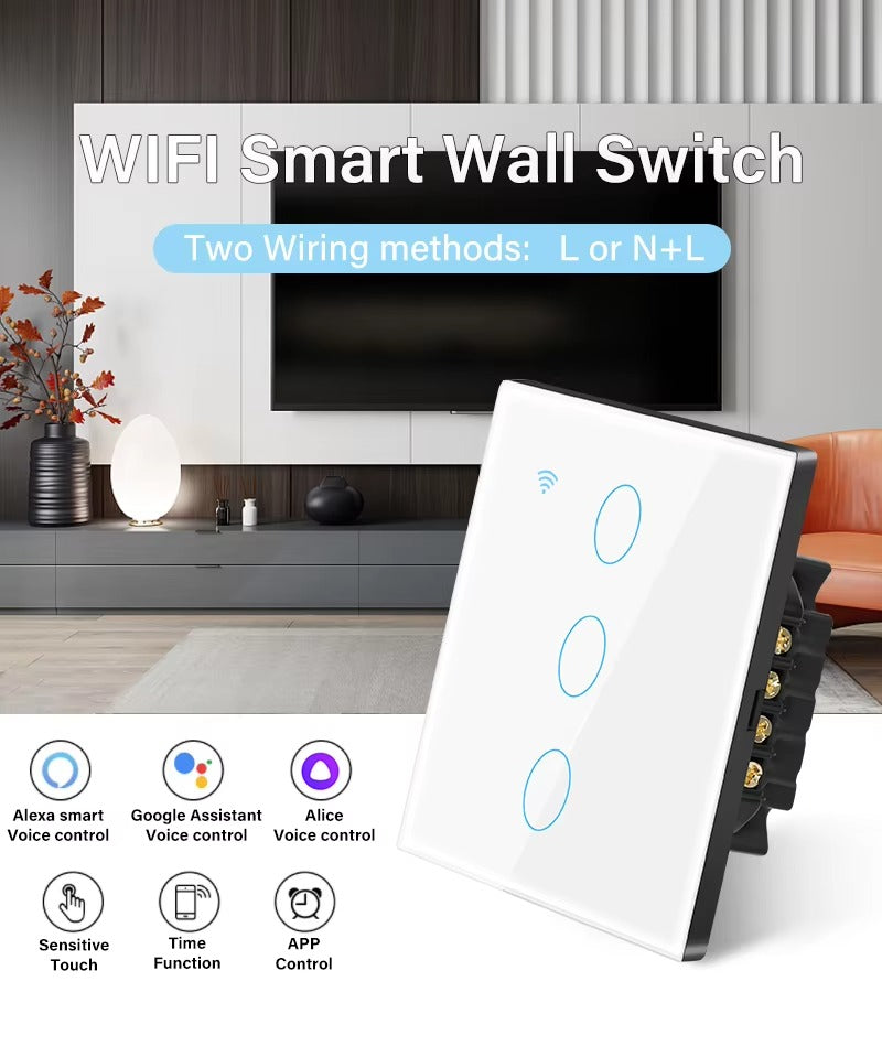 High Quality Smart WiFi Light Switch for iPhone, No Neutral Wire Required, Touch Sensor Wall Switch with App Control 