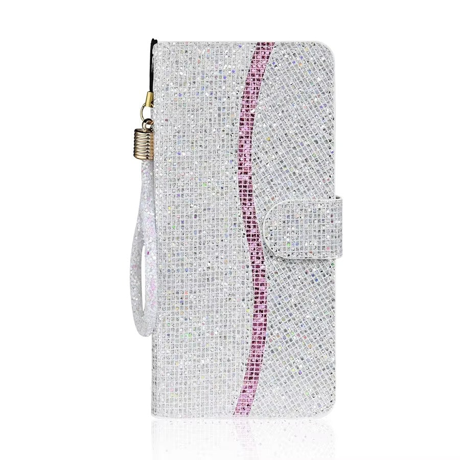Luxury Apple iPhone Case, MagSafe Compatible, Camera Lens and Screen Protection, Ultra Thin, Shockproof, Magnetic, Full All Around Protection, Glitter Wallet Strap Cover
