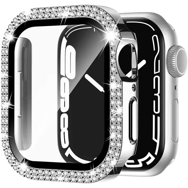Luxury, Bling Diamond Case with Glass Screen Protector for Apple Watch –   for 38mm, 40mm, 41mm, 42mm, 44mm, 45mm