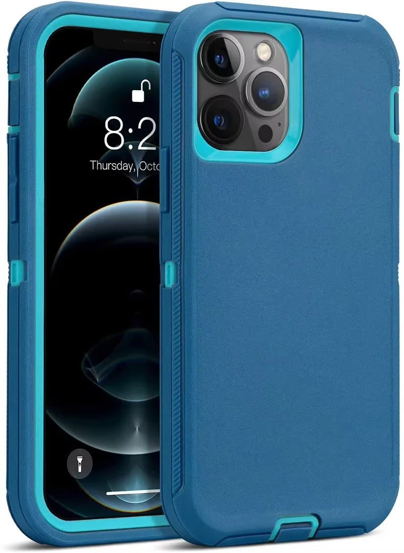 Robust Apple iPhone Case, MagSafe Compatible, Camera Lens & Screen Protection, Ultra Thin, Shockproof, Magnetic Full All Around Cover – 3-in-1 Defender Armor Rugged Case with Back Belt Clip & Full Body Protection