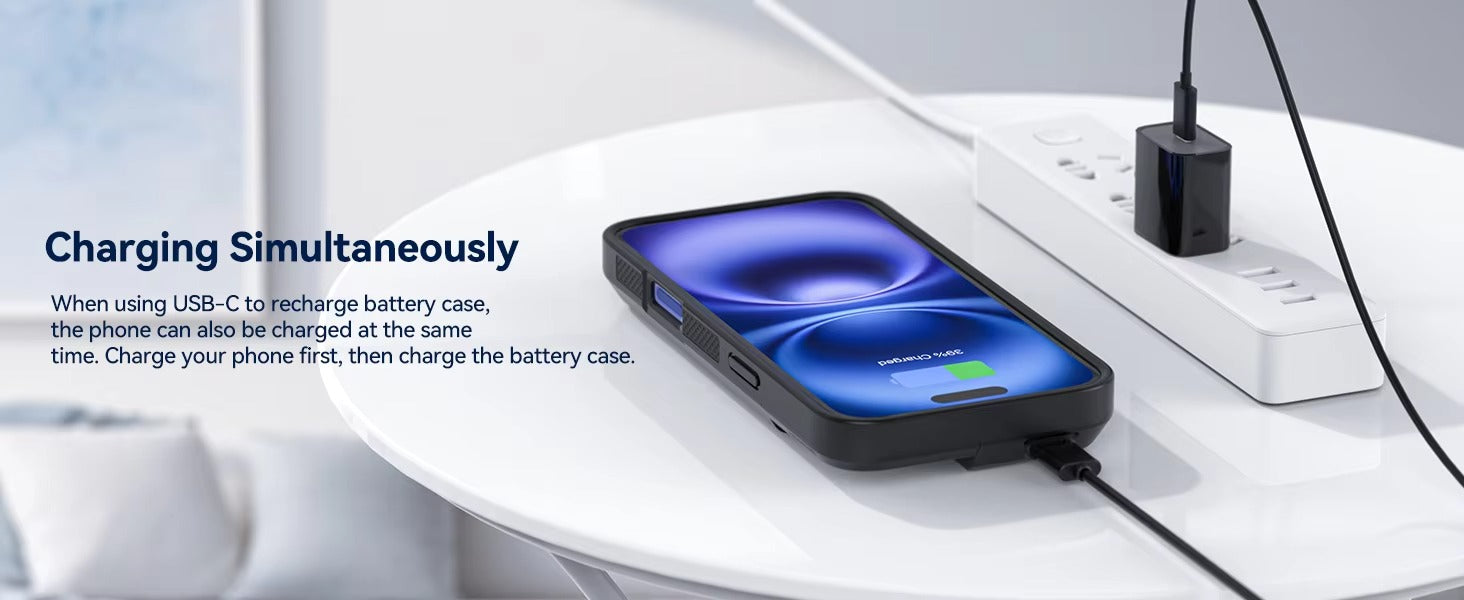 High Quality Apple iPhone Case MagSafe Compatible, Camera Lens & Screen Protection, Ultra Thin Shockproof Magnetic Full All Around Protection Cover with 8000mAh Battery Pack