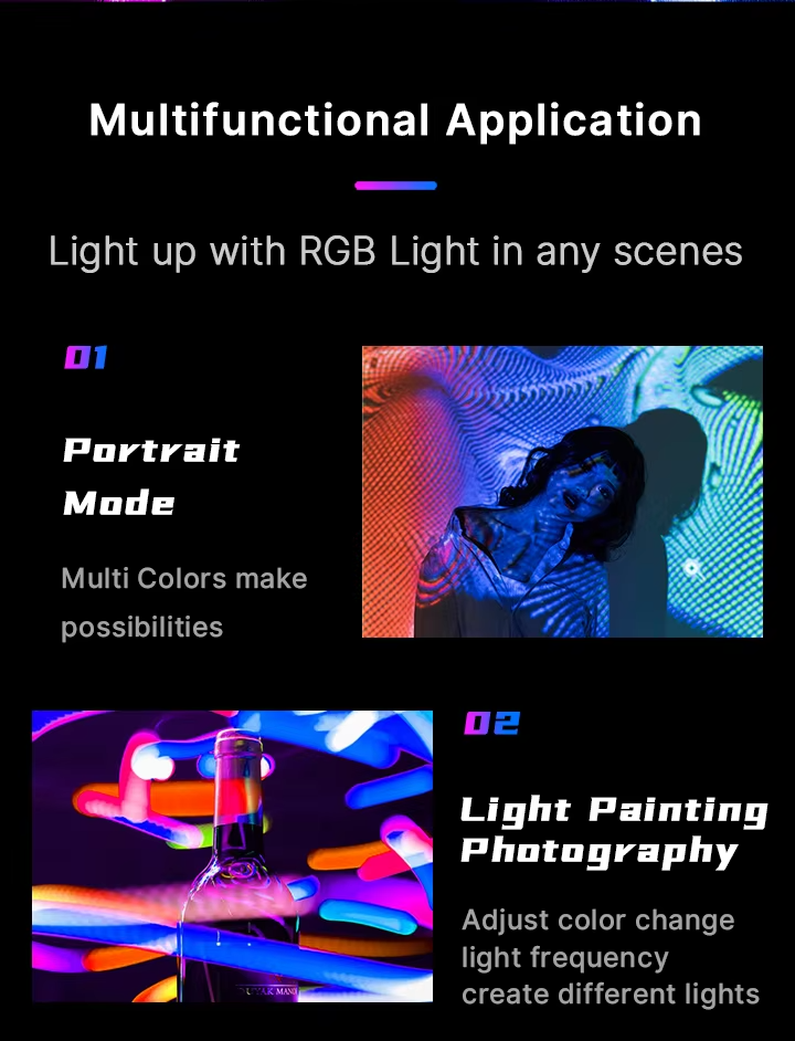 Premium, RGB LED Fill Light – Rechargeable 2000mAh Video Lamp with Cold Shoe, Compact Lighting Kit for Apple iPhone, Camera, 