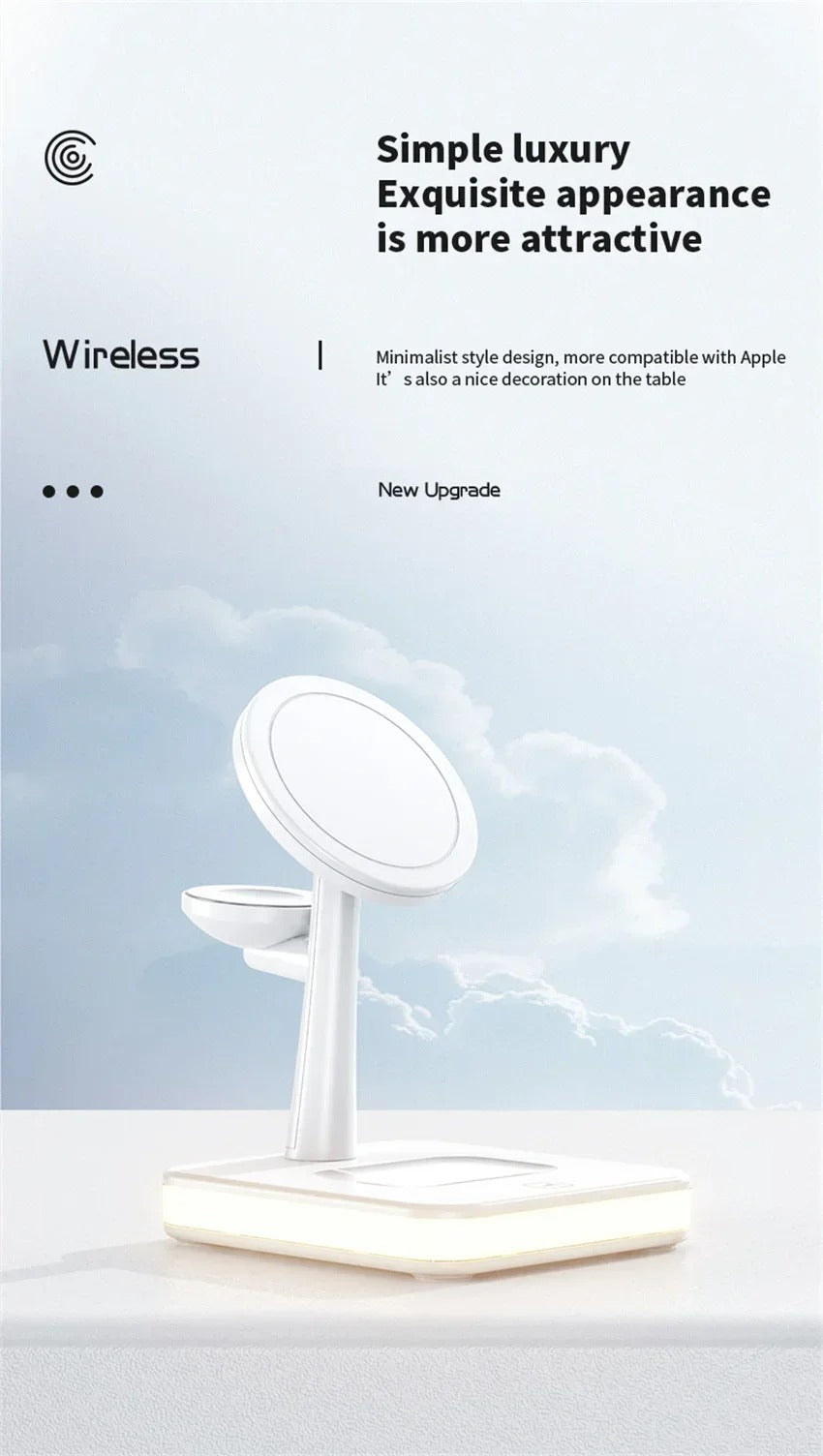Premium 4 in 1 Magnetic Wireless Charging Station – 30W Fast Charger Stand with LED Lamp, Cooling Fan, USB Output for Phones, AirPods and Apple Watch