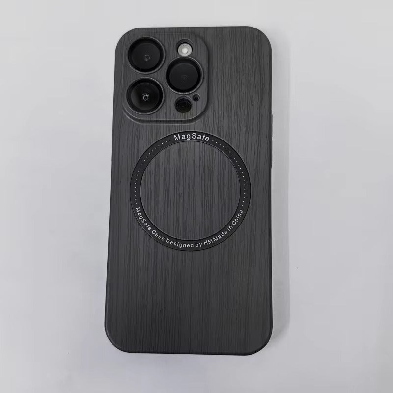Premium Apple iPhone Case, MagSafe Compatible, Camera Lens Protection, Full All Around Protection, Wood Grain Back Cover