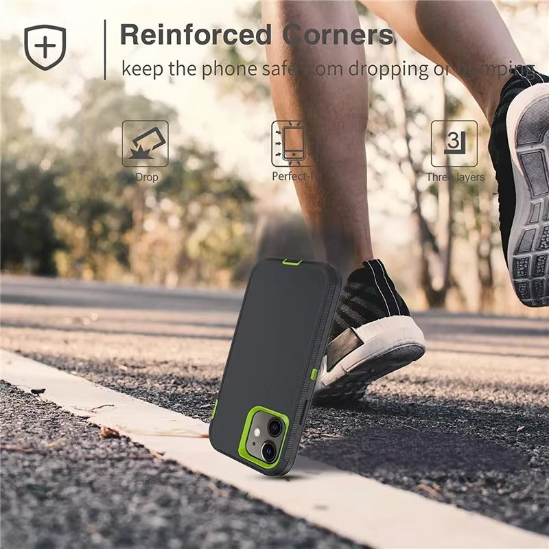 Robust Apple iPhone Case, MagSafe Compatible, Camera Lens & Screen Protection, Ultra Thin, Shockproof, Magnetic Full All Around Cover – 3-in-1 Defender Armor Rugged Case with Back Belt Clip & Full Body Protection