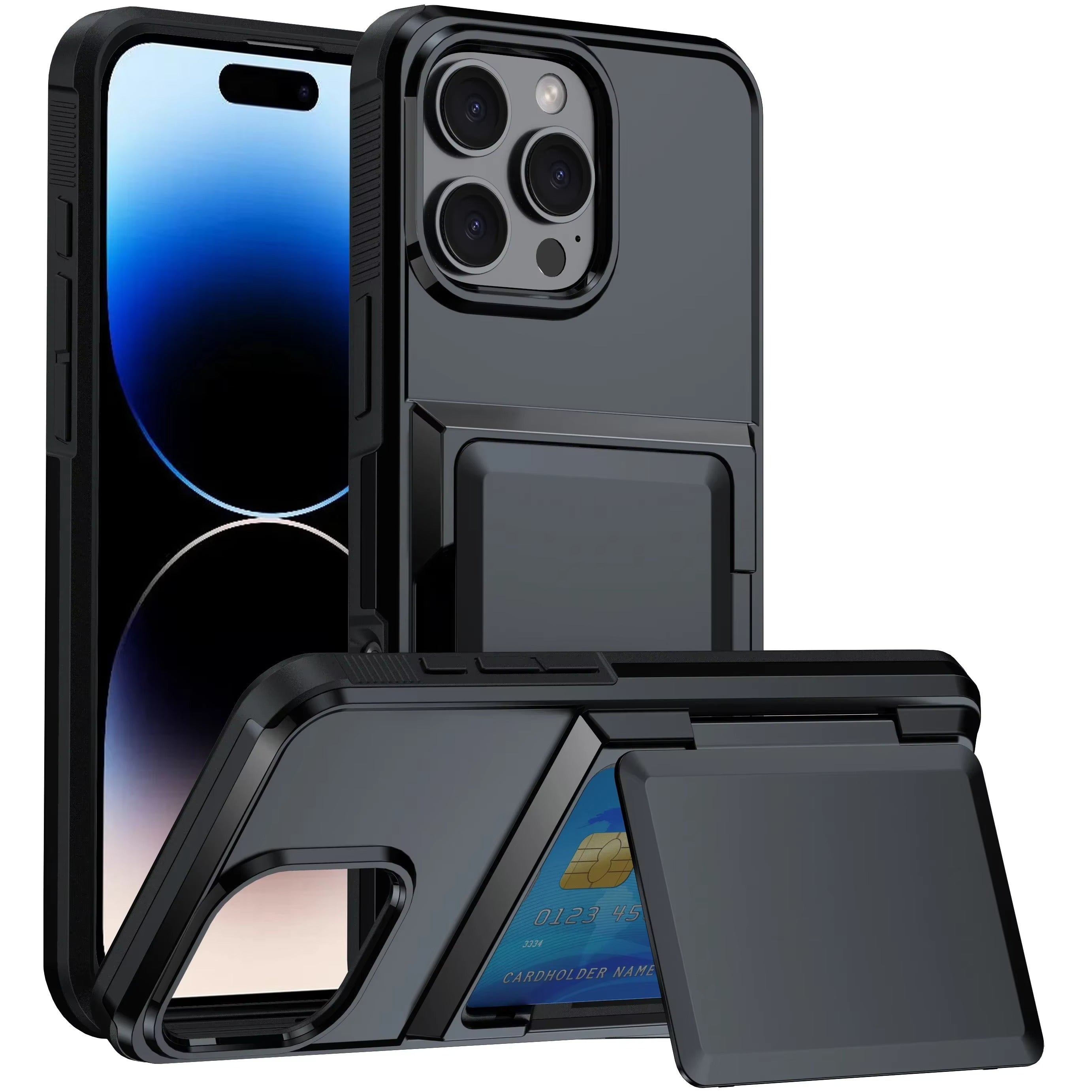Robust Apple iPhone Case, MagSafe Compatible, Camera Lens and Screen Protection, Ultra Thin, Shockproof, Magnetic, Full All Around Protection, Wallet Card Holder Cover