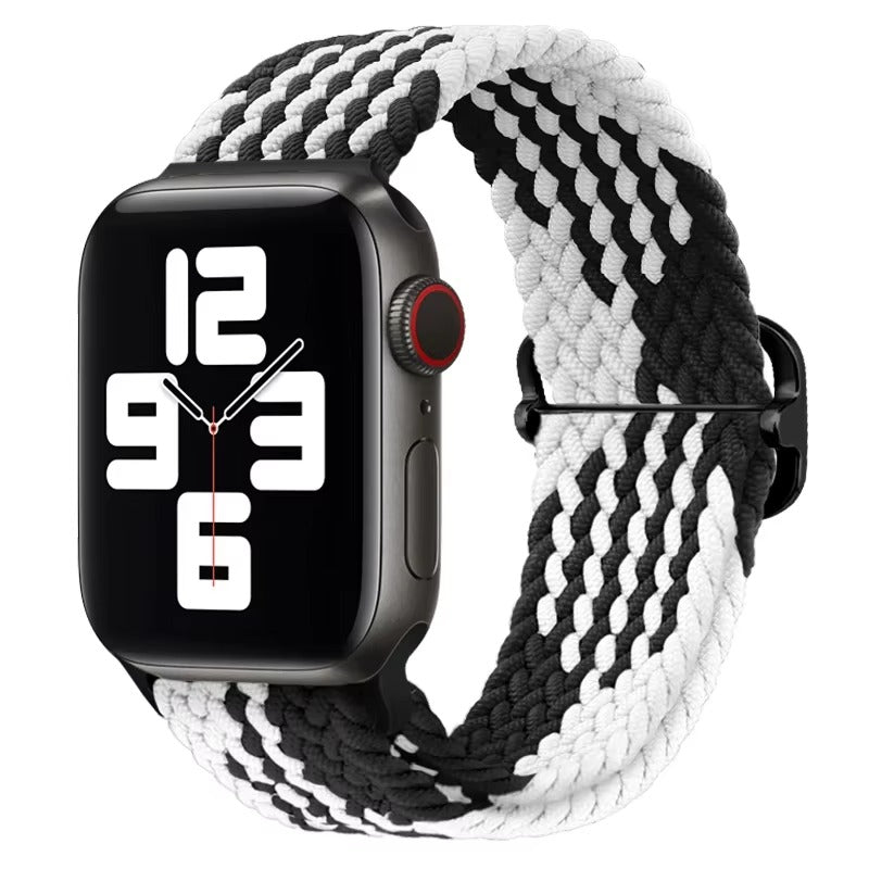 Premium Nylon Braided Solo Loop for Apple Watch – Adjustable Elastic Strap, Breathable Band for 40mm to 46mm Apple 
